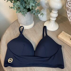 Michael Kors XS Navy Blue Long Line Bikini Top Only